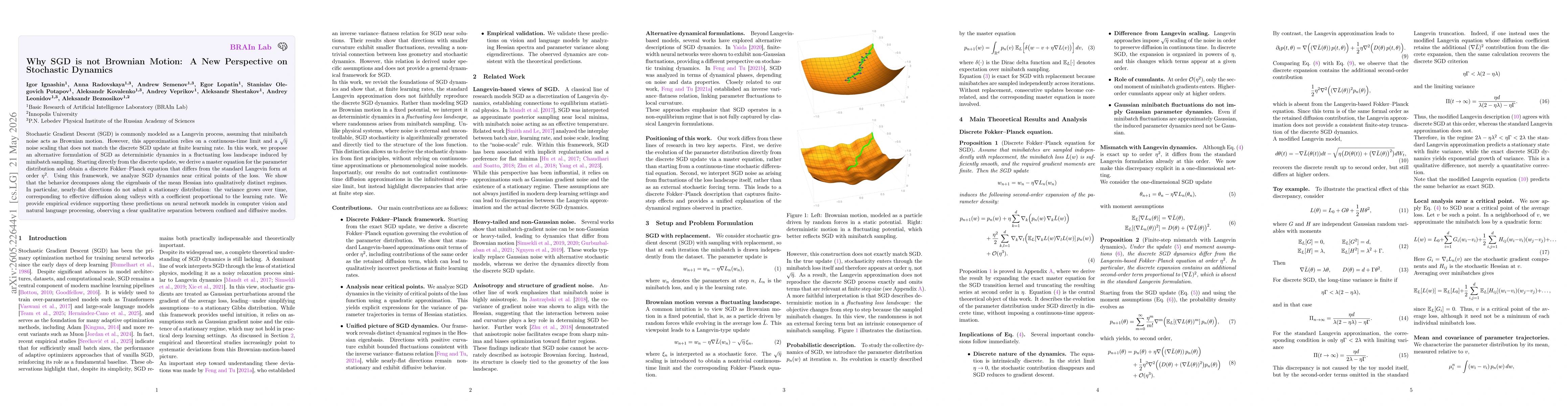 Thumbnail for Why SGD is not Brownian Motion: A New Perspective on Stochastic Dynamics