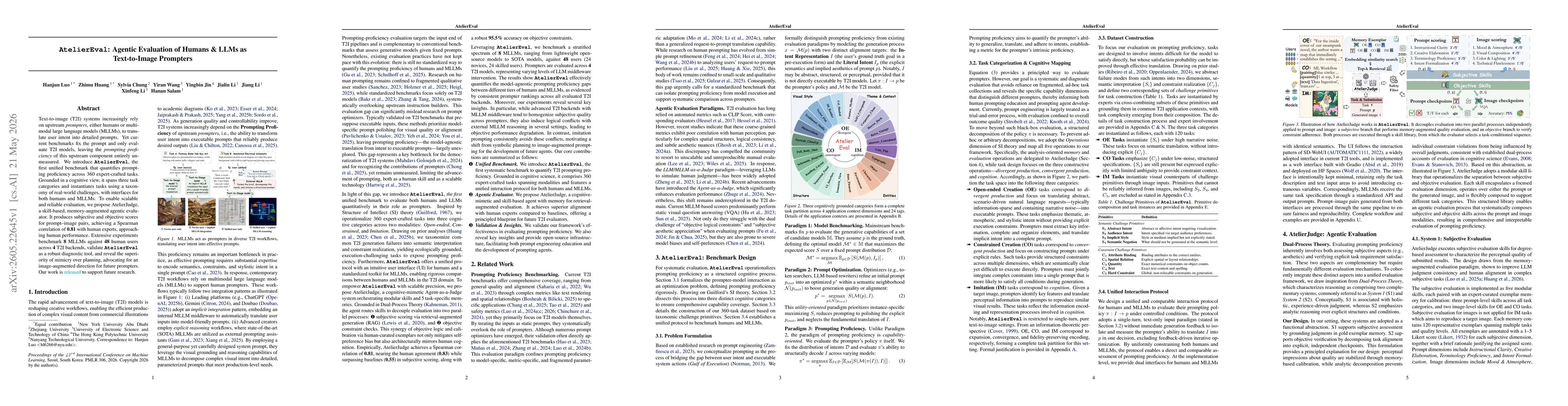 Thumbnail for AtelierEval: Agentic Evaluation of Humans & LLMs as Text-to-Image Prompters
