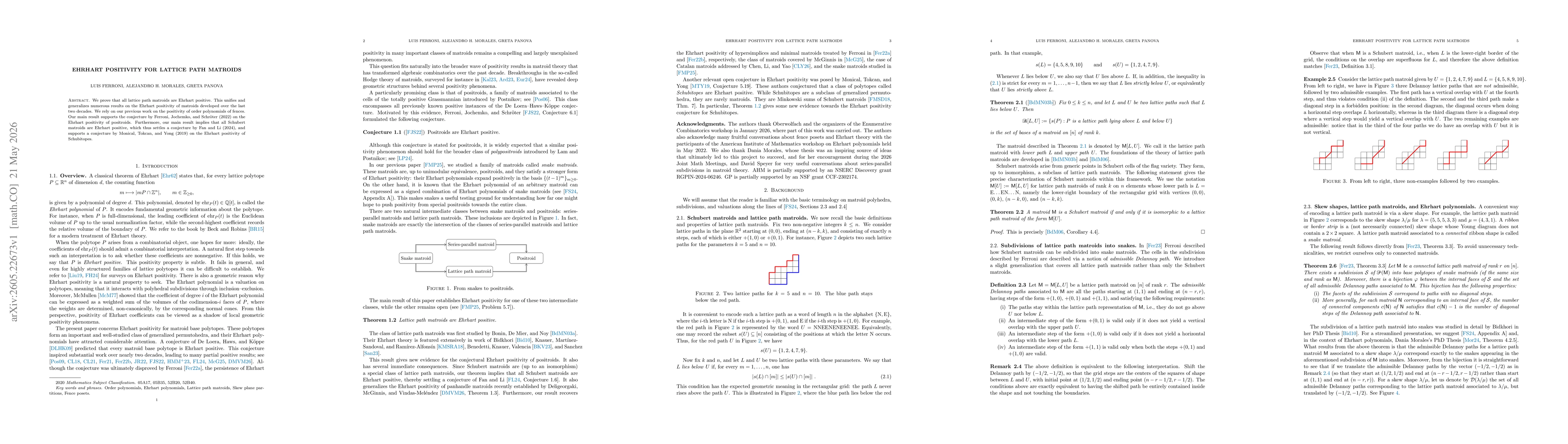 Thumbnail for Ehrhart positivity for lattice path matroids