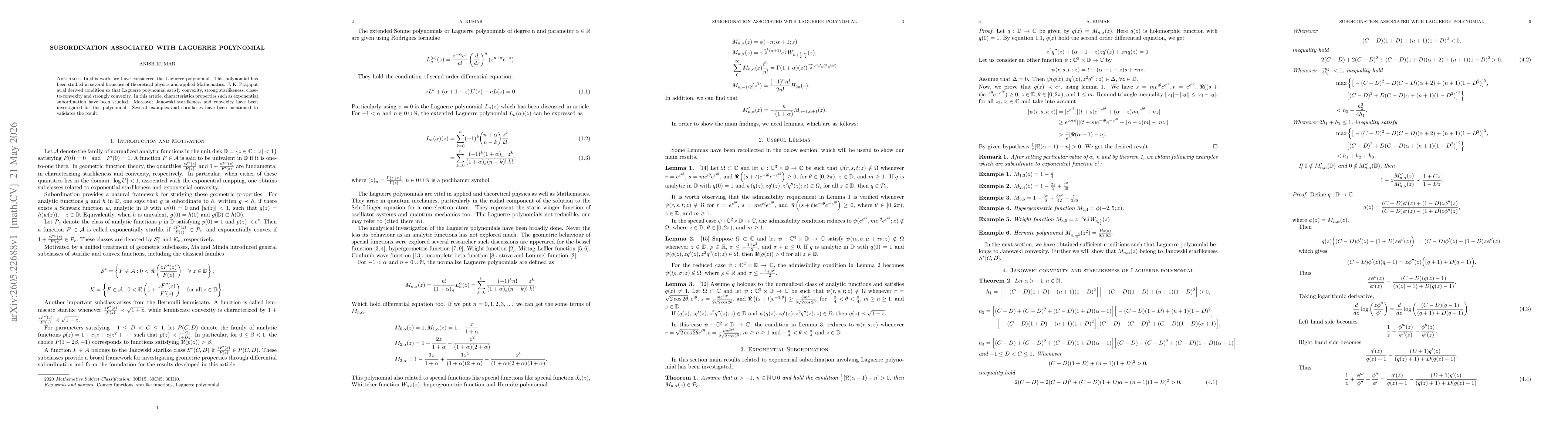 Thumbnail for Subordination Associated with Laguerre polynomial