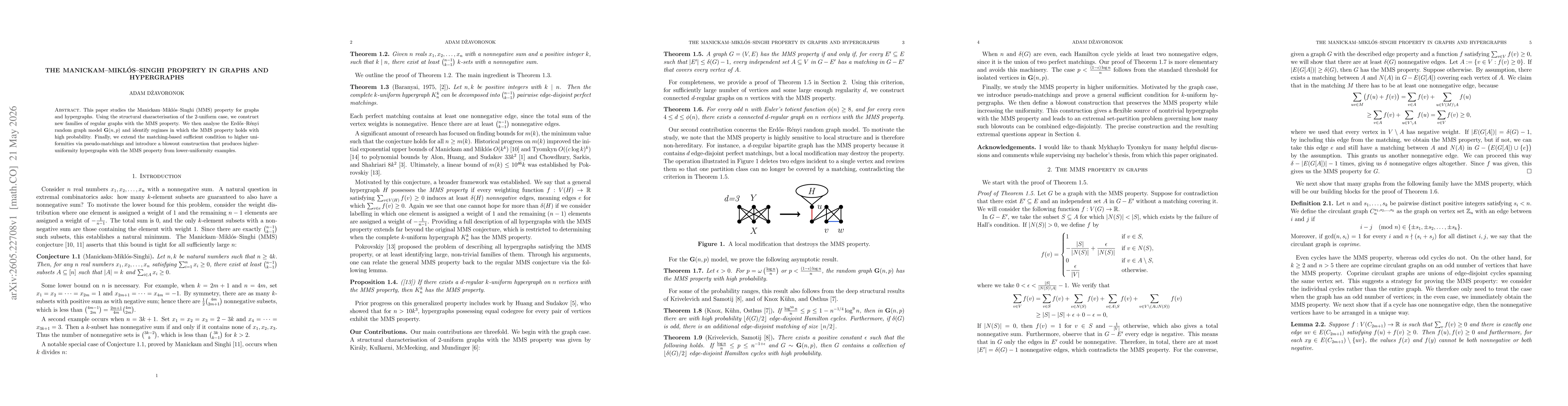 Thumbnail for The Manickam-Miklós-Singhi Property in Graphs and Hypergraphs