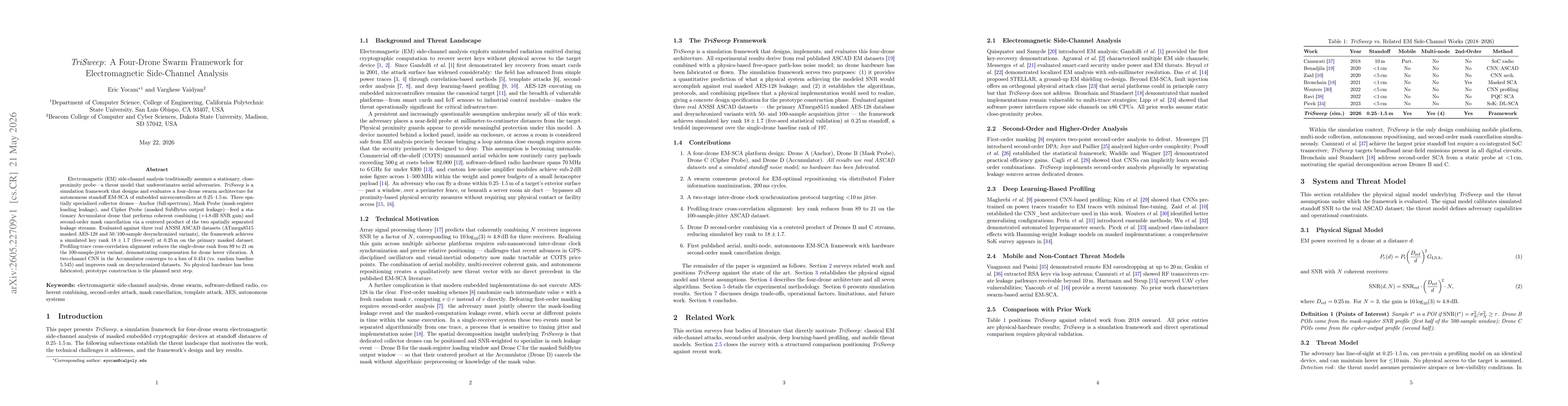 Thumbnail for TriSweep: A Four-Drone Swarm Framework for Electromagnetic Side-Channel Analysis