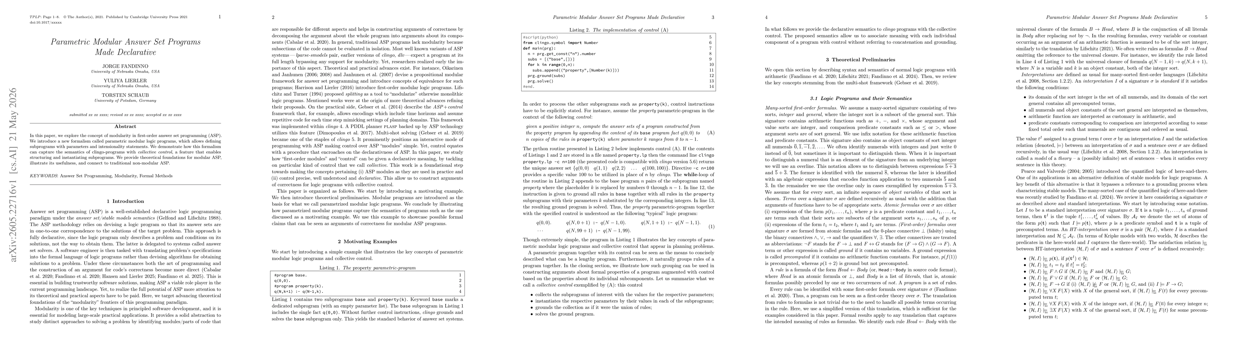 Thumbnail for Parametric Modular Answer Set Programs Made Declarative