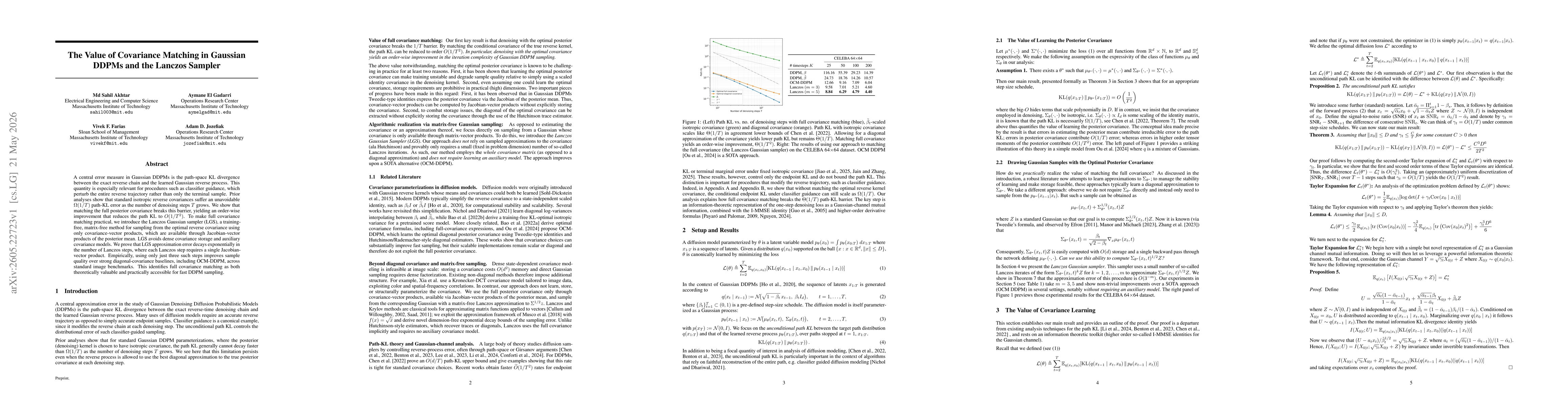Thumbnail for The Value of Covariance Matching in Gaussian DDPMs and the Lanczos Sampler