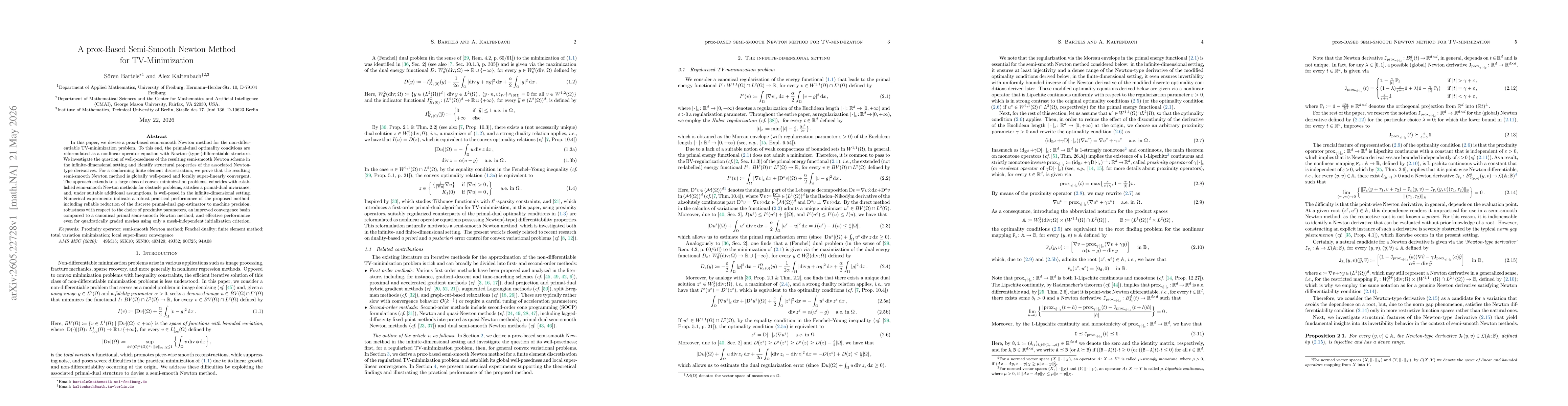 Thumbnail for A $\operatorname{prox}$-Based Semi-Smooth Newton Method for TV-Minimization