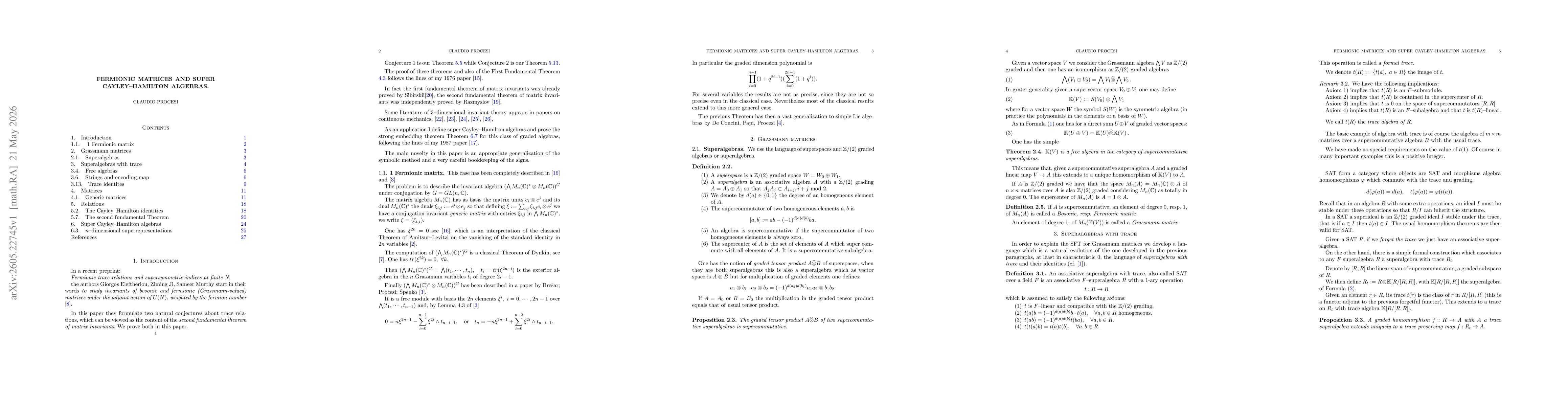 Thumbnail for Fermionic matrices and super Cayley--Hamilton algebras