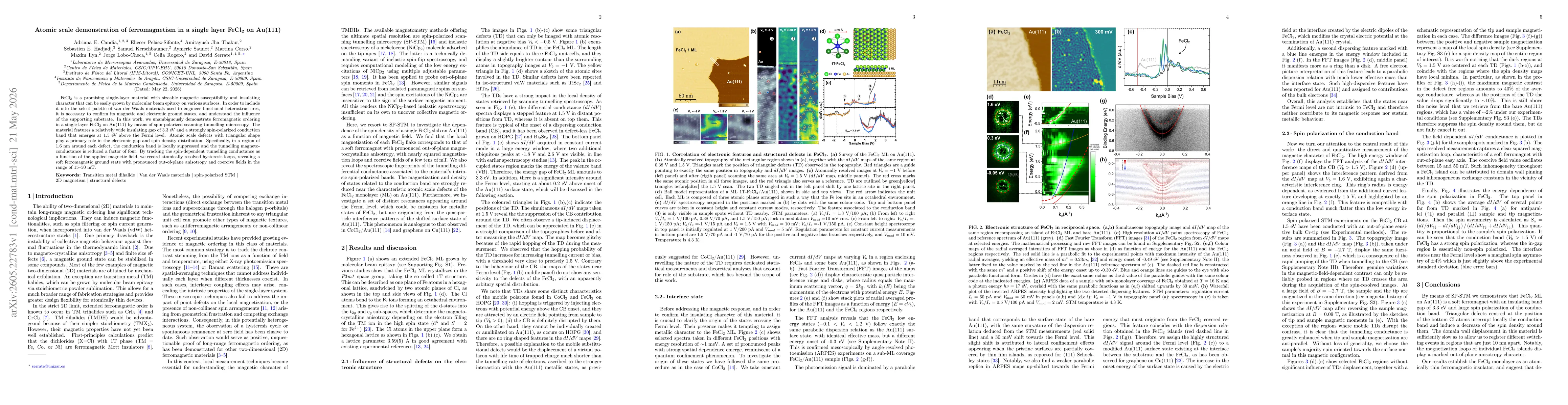 Thumbnail for Atomic scale demonstration of ferromagnetism in a single layer FeCl2 on Au(111)