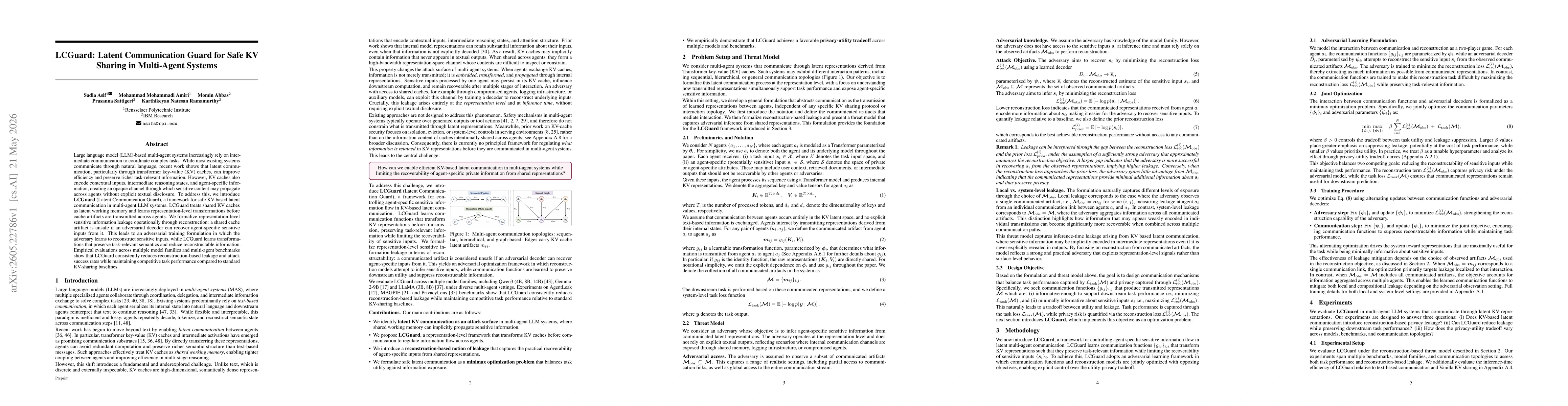 Thumbnail for LCGuard: Latent Communication Guard for Safe KV Sharing in Multi-Agent Systems
