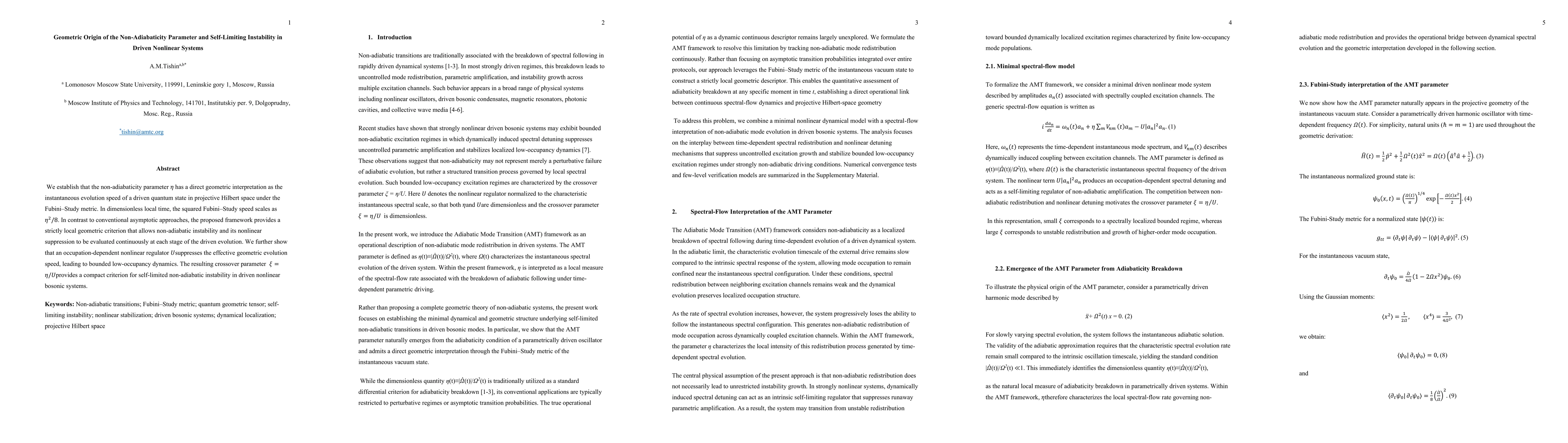 Thumbnail for Geometric Origin of the Non-Adiabaticity Parameter and Self-Limiting Instability in Driven Nonlinear Systems