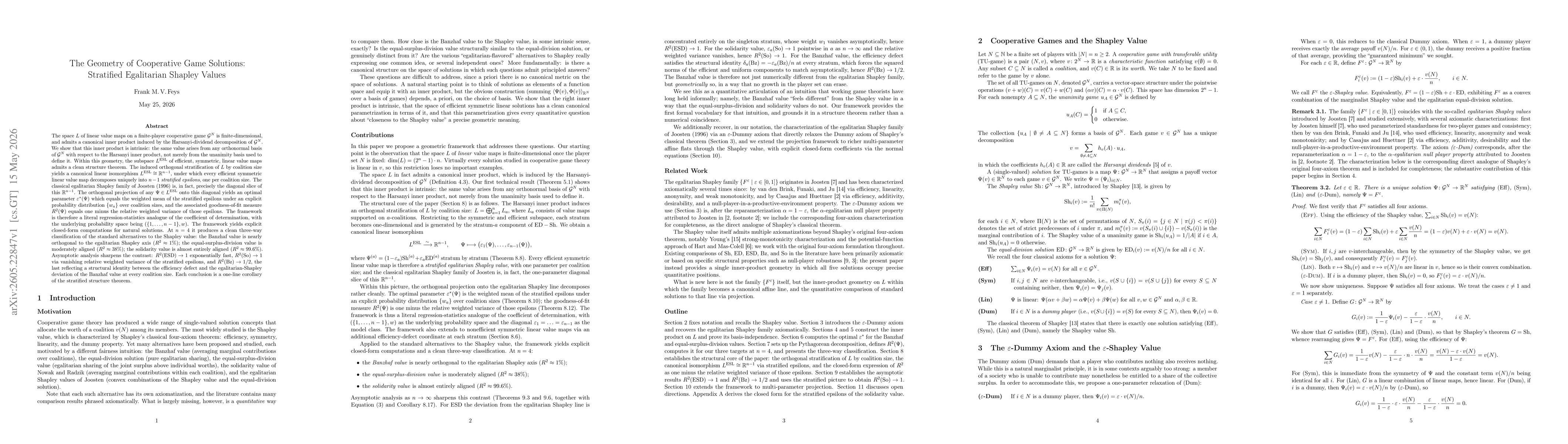 Thumbnail for The Geometry of Cooperative Game Solutions: Stratified Egalitarian Shapley Values