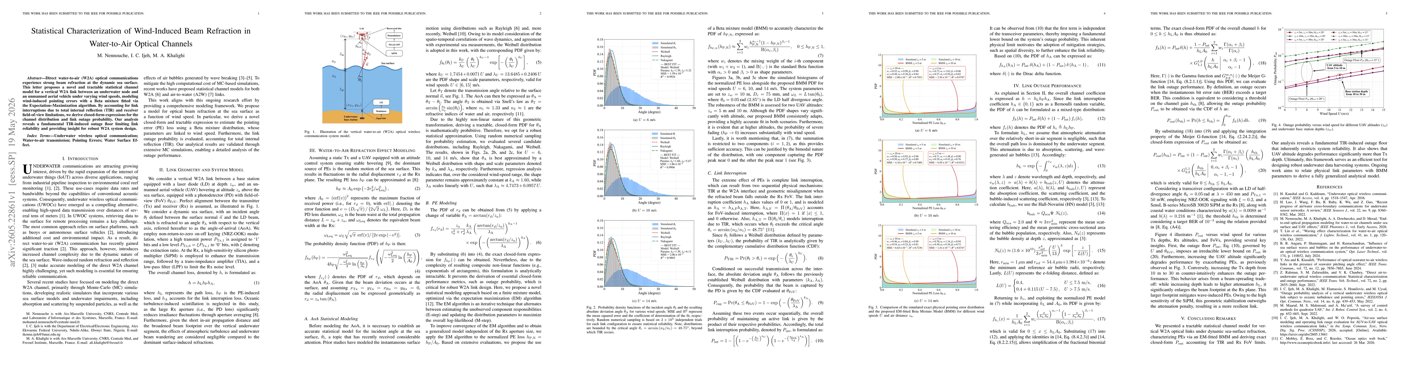 Thumbnail for Statistical Characterization of Wind-Induced Beam Refraction in Water-to-Air Optical Channels