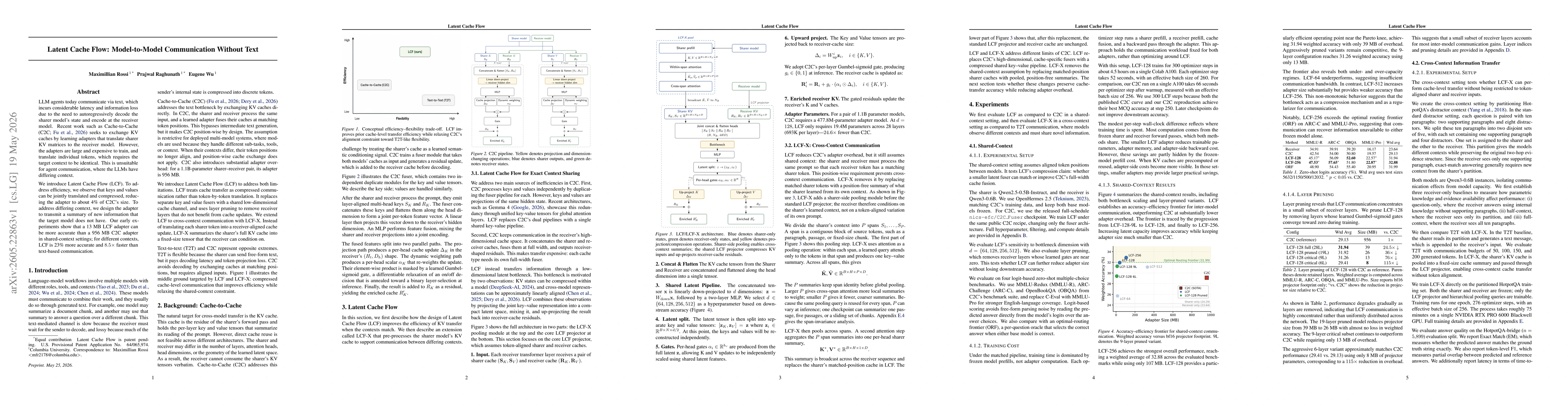 Thumbnail for Latent Cache Flow: Model-to-Model Communication Without Text