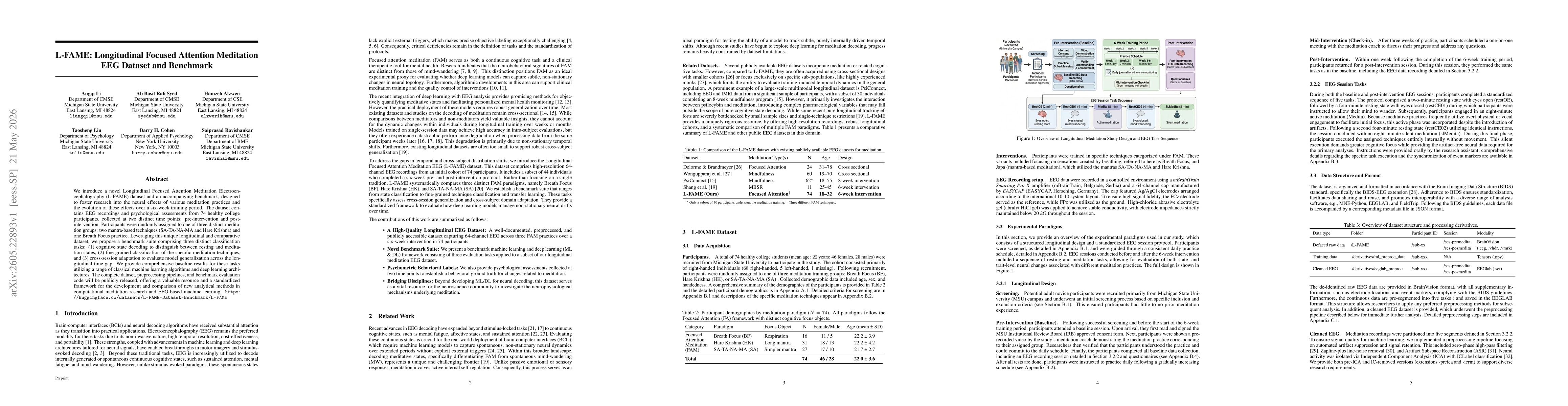 Thumbnail for L-FAME: Longitudinal Focused Attention Meditation EEG Dataset and Benchmark