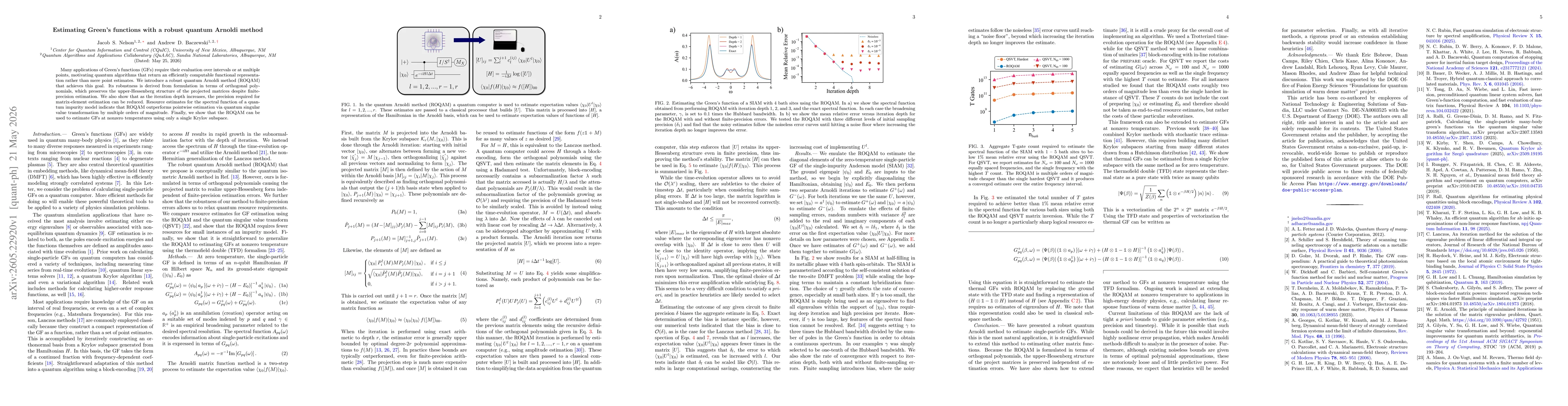 Thumbnail for Estimating Green's functions with a robust quantum Arnoldi method