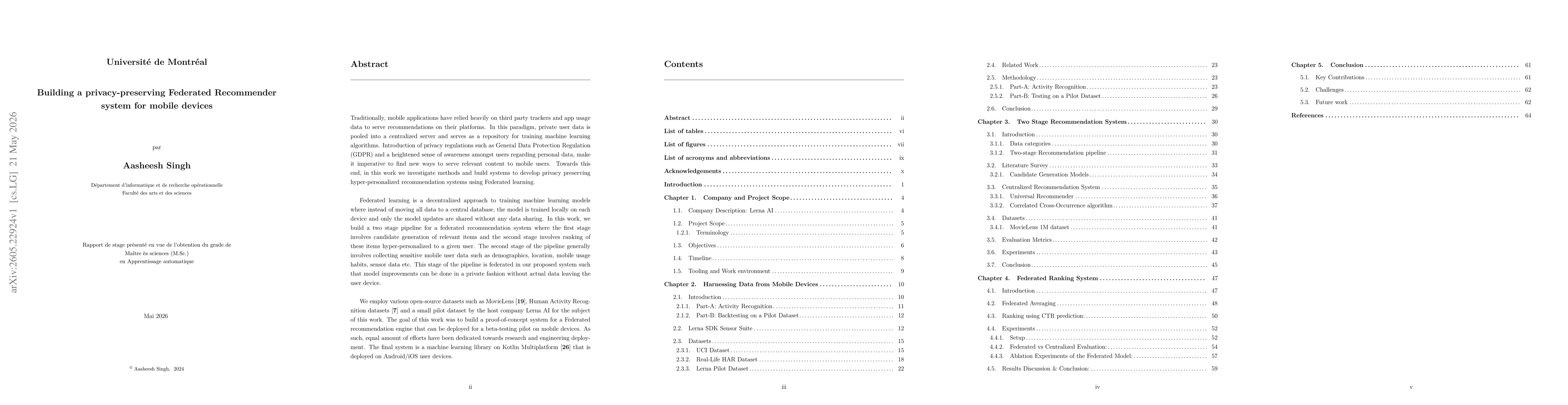 Thumbnail for Building a privacy-preserving Federated Recommender system for mobile devices