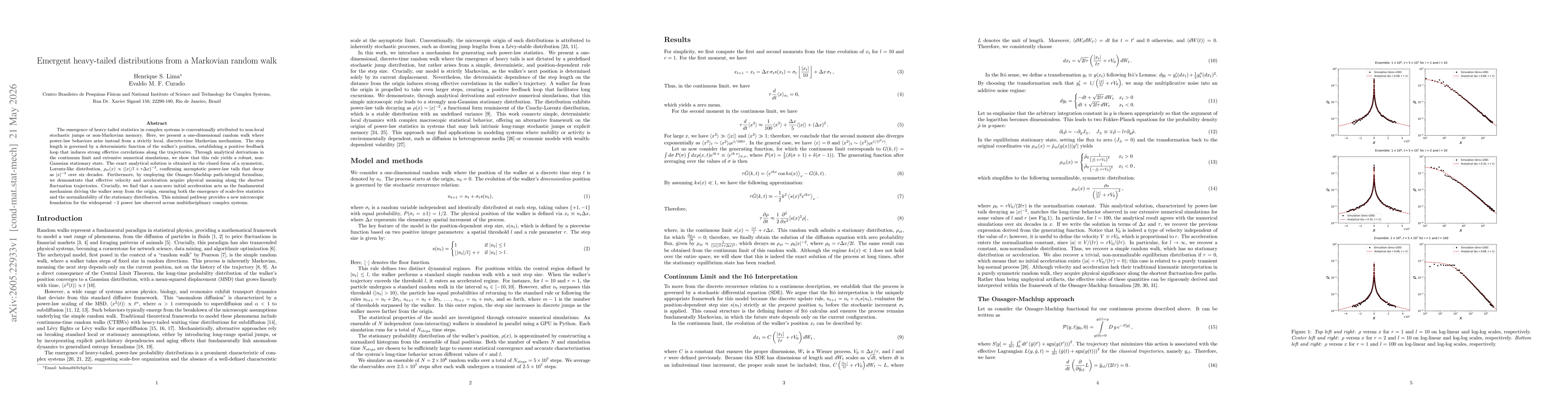 Thumbnail for Emergent heavy-tailed distributions from a Markovian random walk