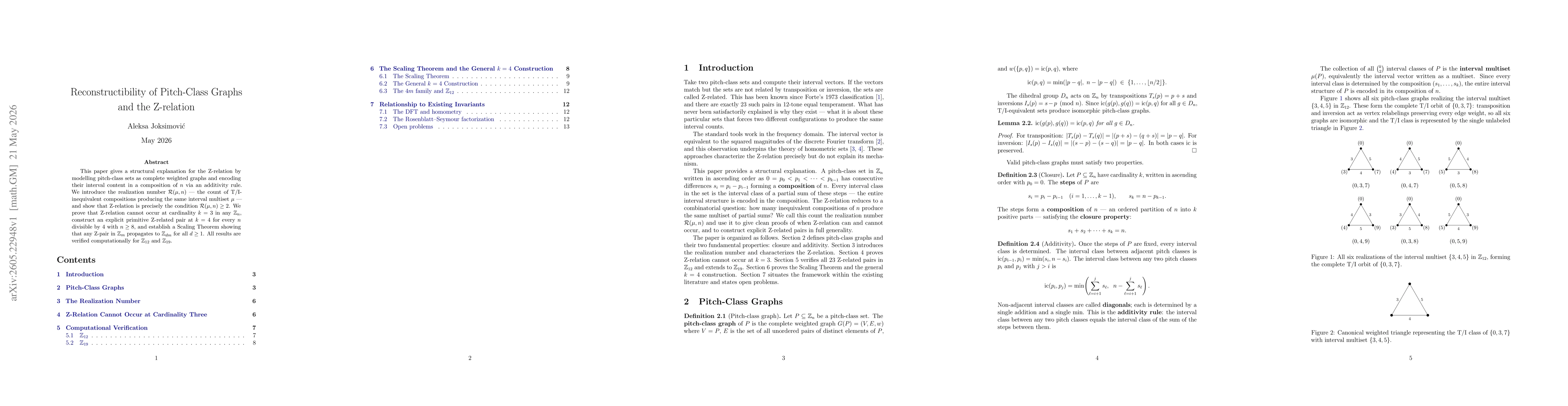 Thumbnail for Reconstructibility of Pitch Class Graphs and the Z-relation