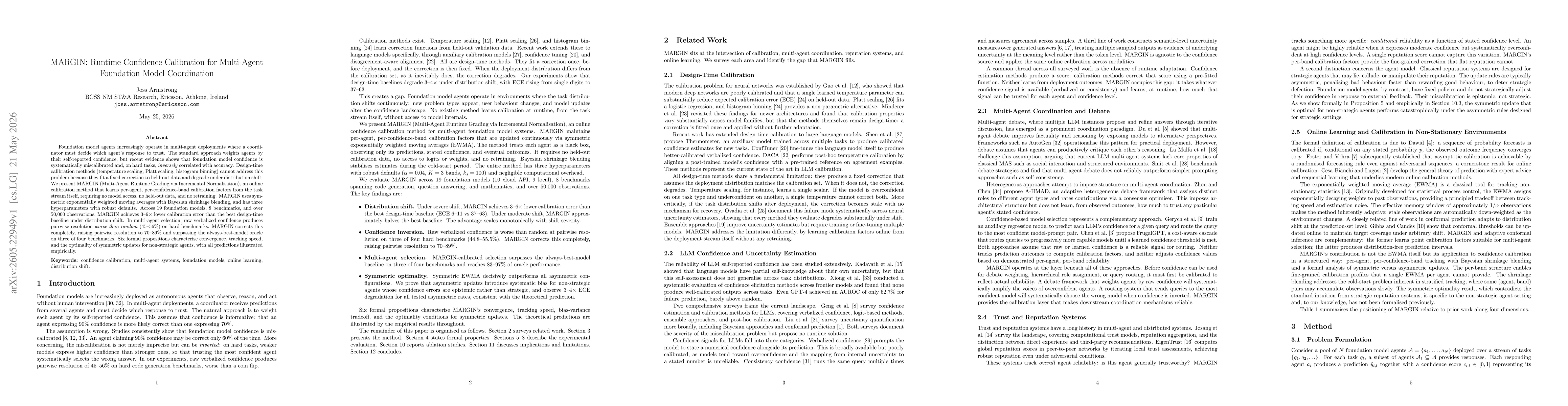 Thumbnail for MARGIN: Runtime Confidence Calibration for Multi-Agent Foundation Model Coordination