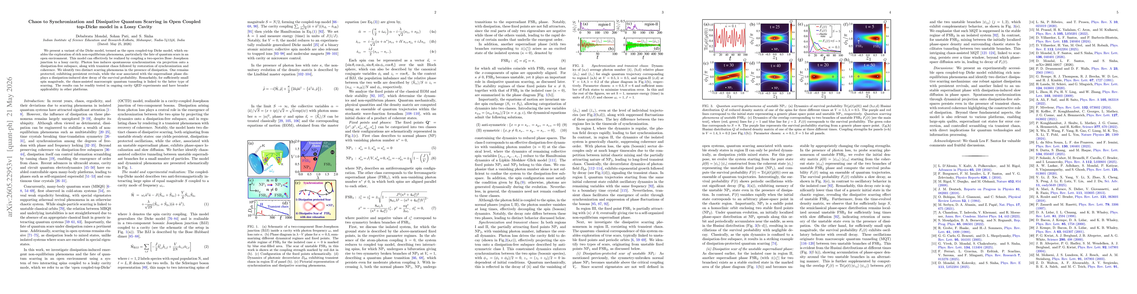 Thumbnail for Chaos to Synchronization and Dissipative Quantum Scarring in Open Coupled top-Dicke model in a Lossy Cavity