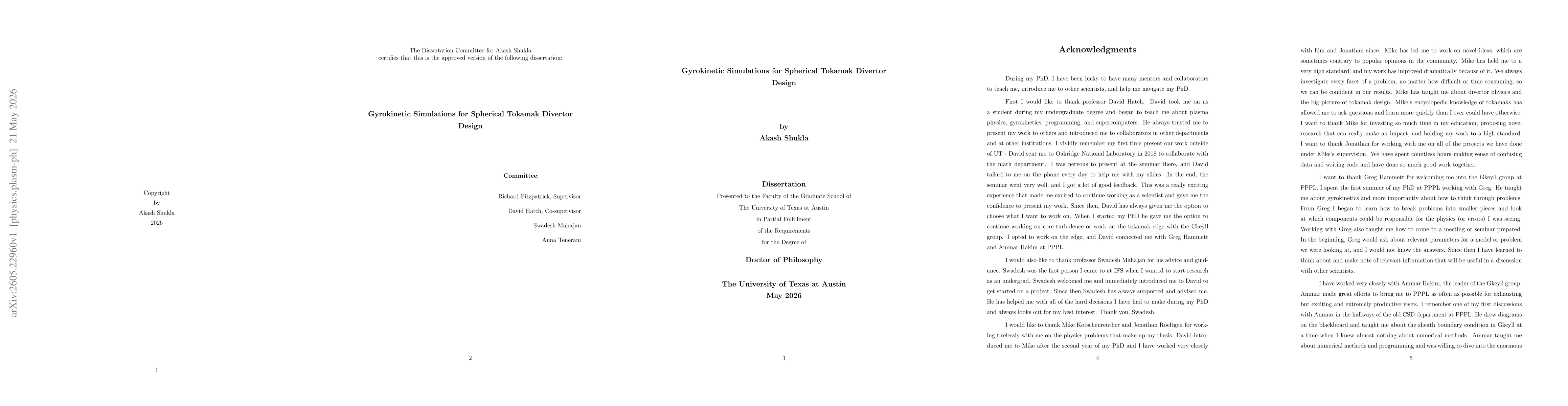 Thumbnail for Gyrokinetic Simulations for Spherical Tokamak Divertor Design