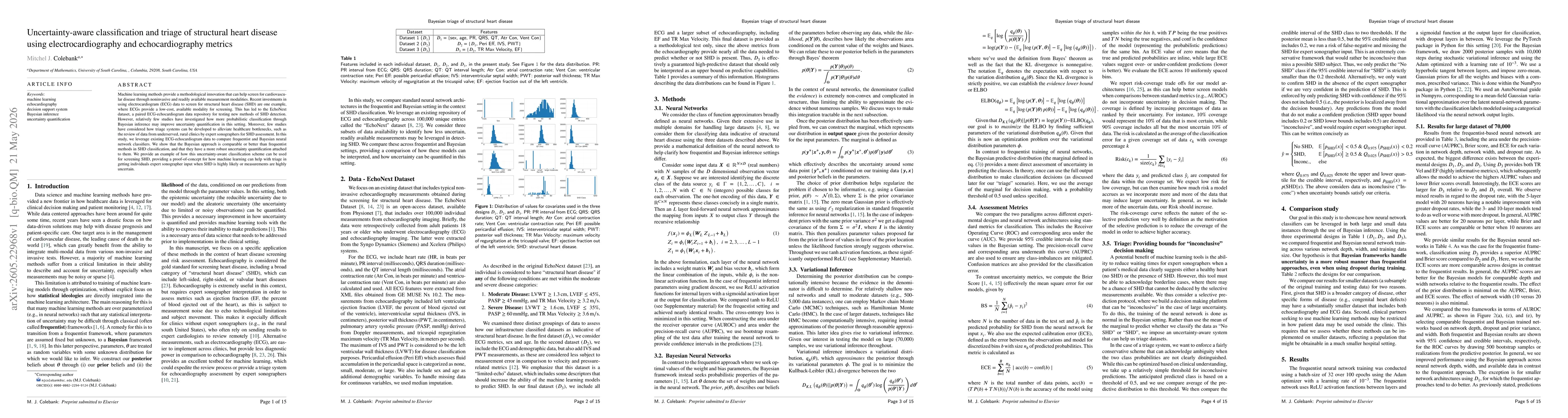 Thumbnail for Uncertainty-aware classification and triage of structural heart disease using electrocardiography and echocardiography metrics