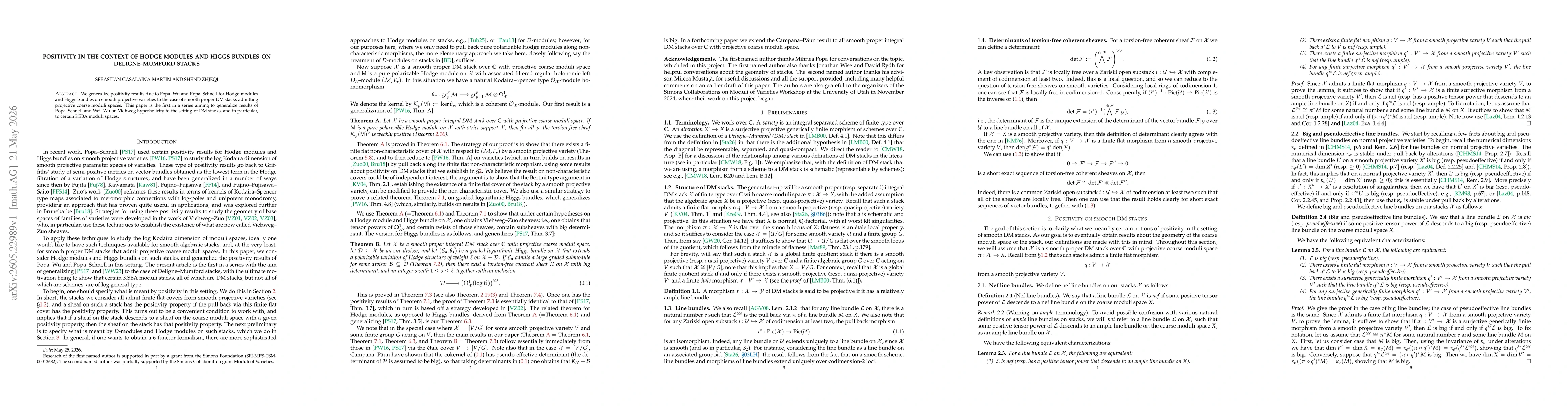 Thumbnail for Positivity in the context of Hodge modules and Higgs bundles on Deligne-Mumford stacks