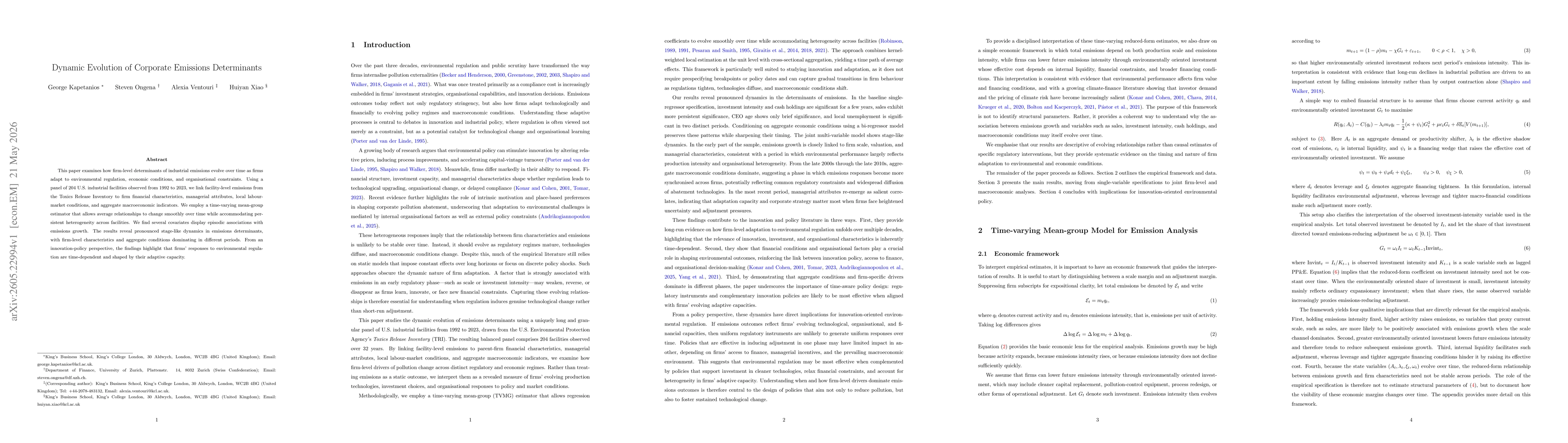 Thumbnail for Dynamic Evolution of Corporate Emissions Determinants