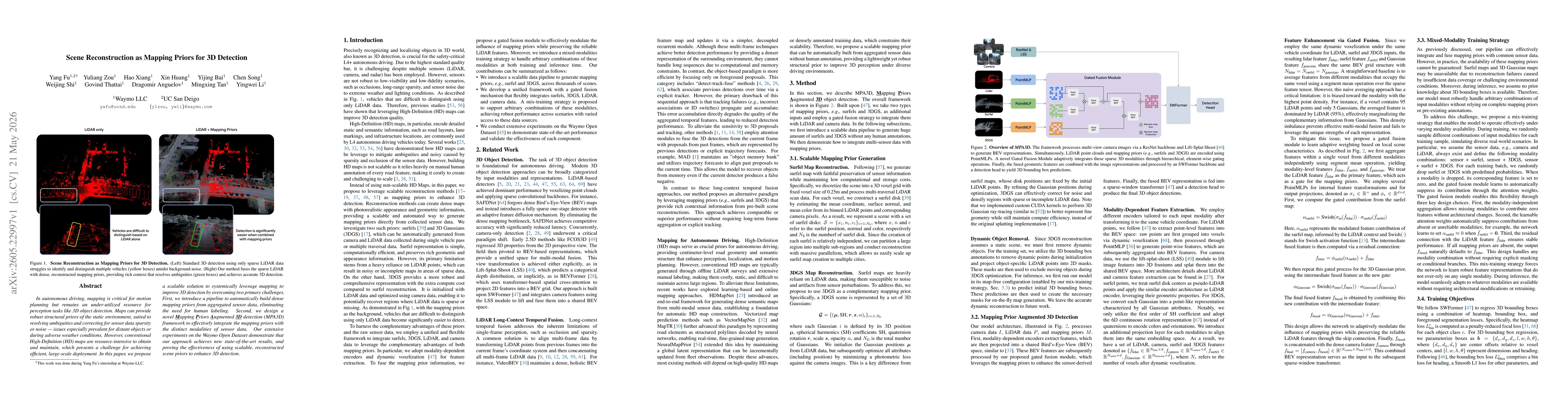 Thumbnail for Scene Reconstruction as Mapping Priors for 3D Detection