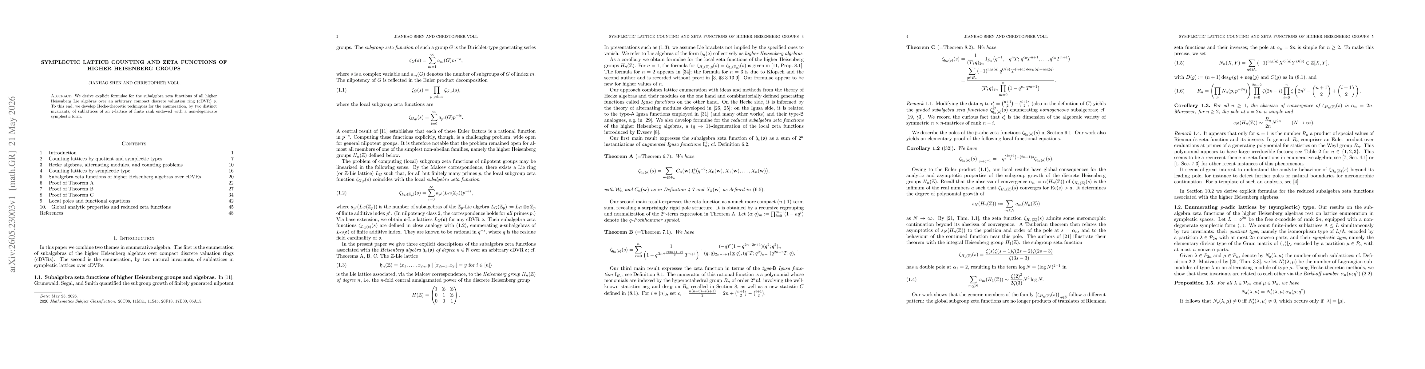 Thumbnail for Symplectic lattice counting and zeta functions of higher Heisenberg groups