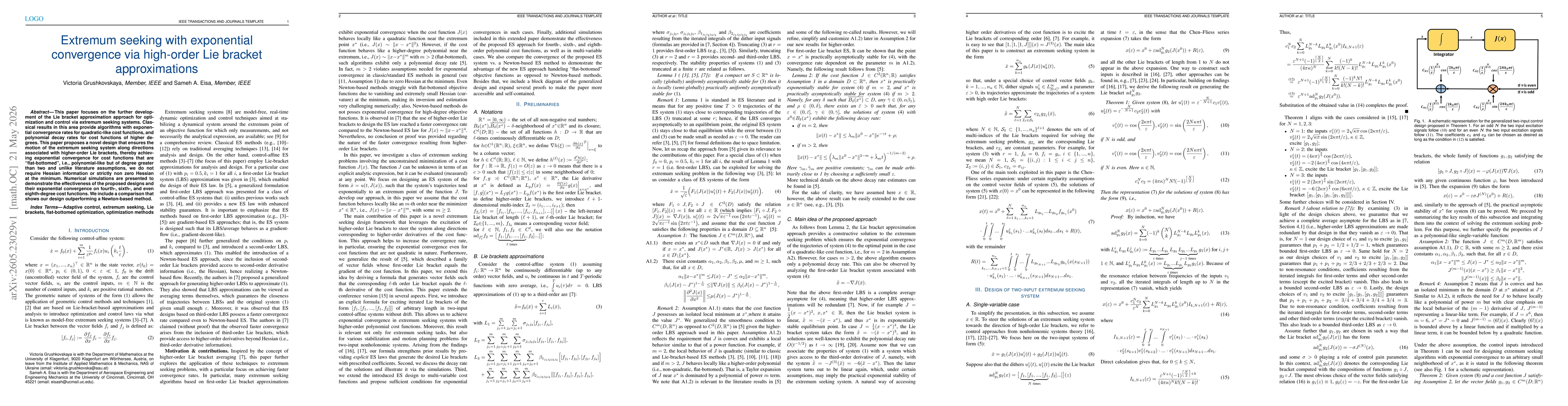 Thumbnail for Extremum seeking with exponential convergence via high-order Lie bracket approximations