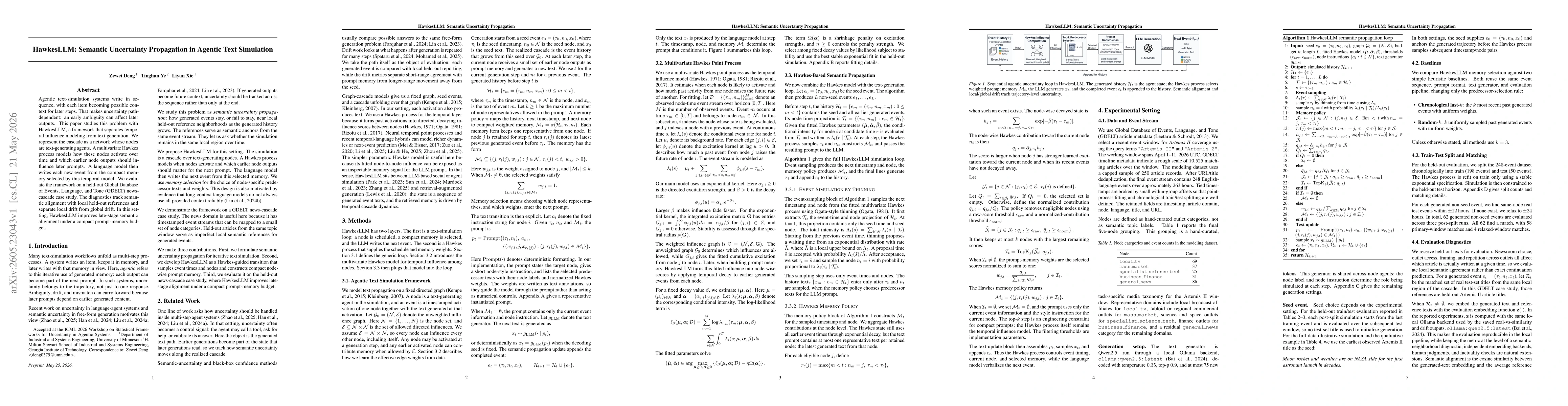 Thumbnail for HawkesLLM: Semantic Uncertainty Propagation in Agentic Text Simulation
