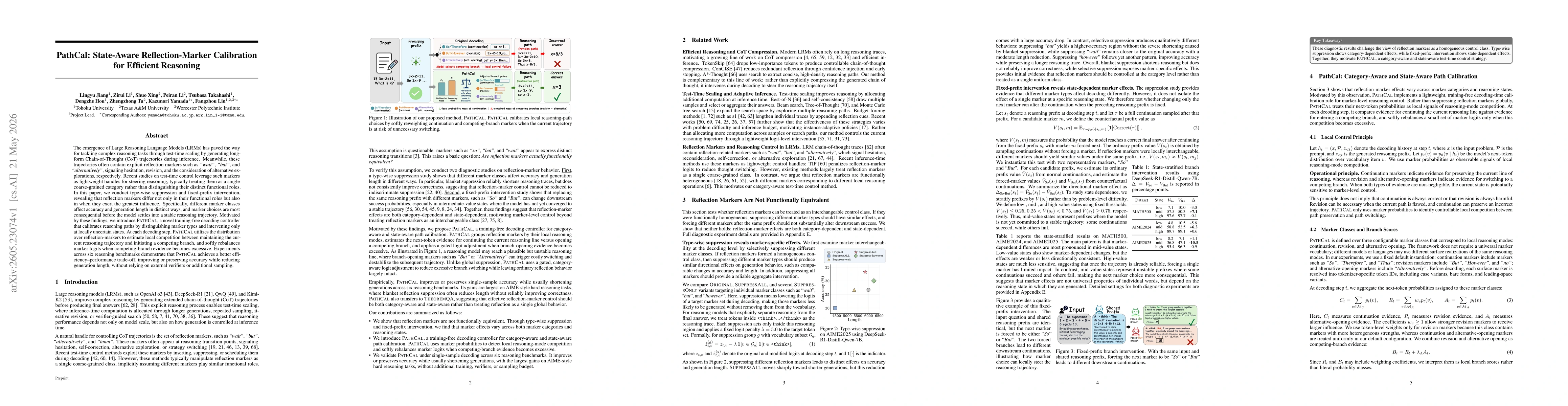 Thumbnail for PathCal: State-Aware Reflection-Marker Calibration for Efficient Reasoning