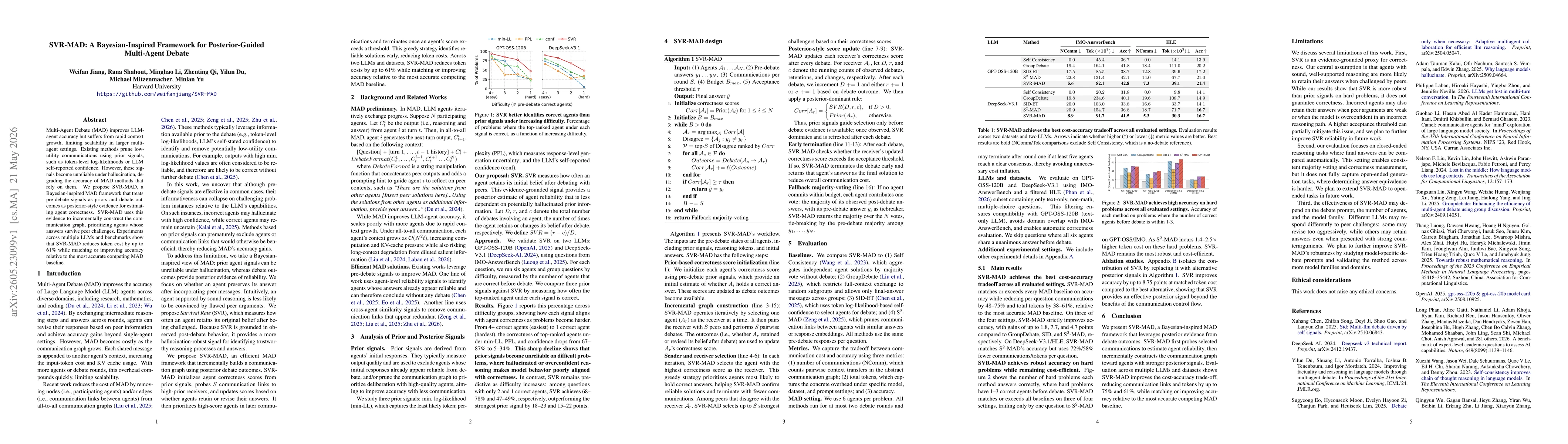 Thumbnail for SVR-MAD: A Bayesian-Inspired Framework for Posterior-Guided Multi-Agent Debate