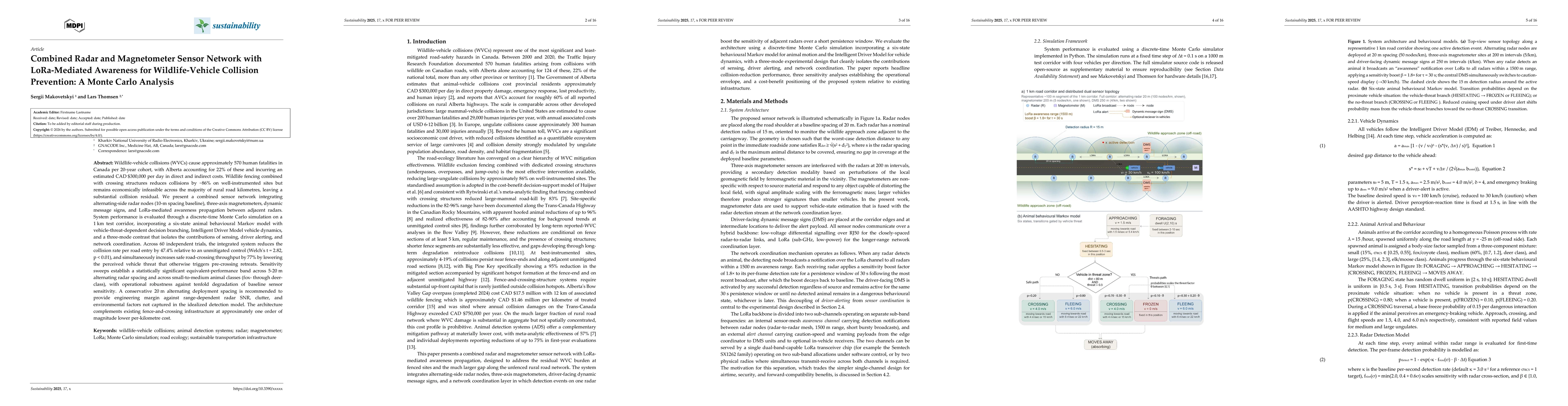 Thumbnail for Combined Radar and Magnetometer Sensor Network with LoRa-Mediated Awareness for Wildlife-Vehicle Collision Prevention: A Monte Carlo Analysis
