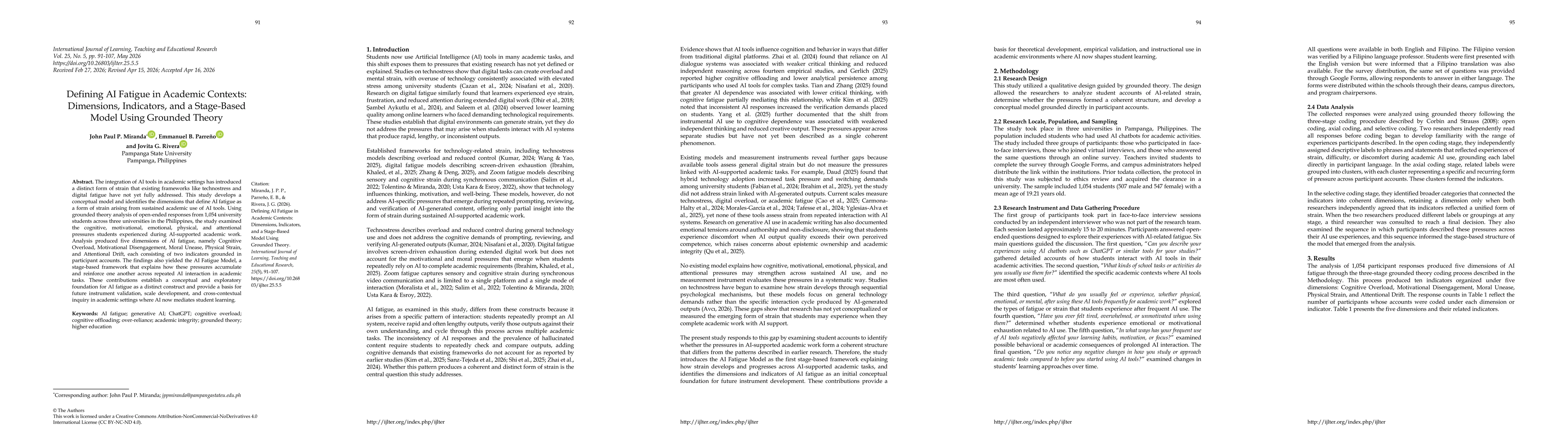 Thumbnail for Defining AI Fatigue in Academic Contexts: Dimensions, Indicators, and a Stage-Based Model Using Grounded Theory