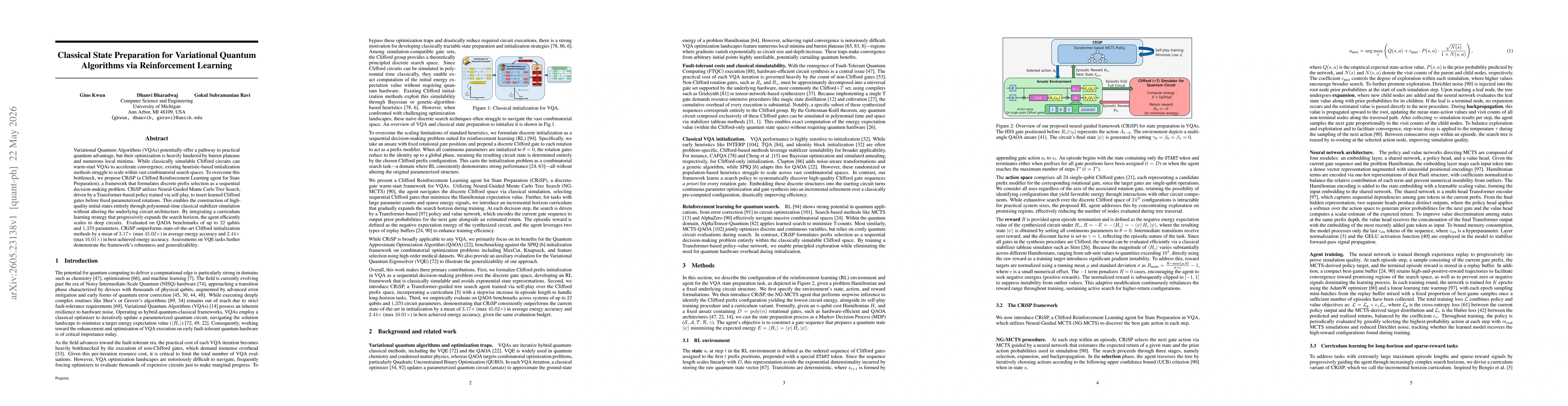 Thumbnail for Classical State Preparation for Variational Quantum Algorithms via Reinforcement Learning