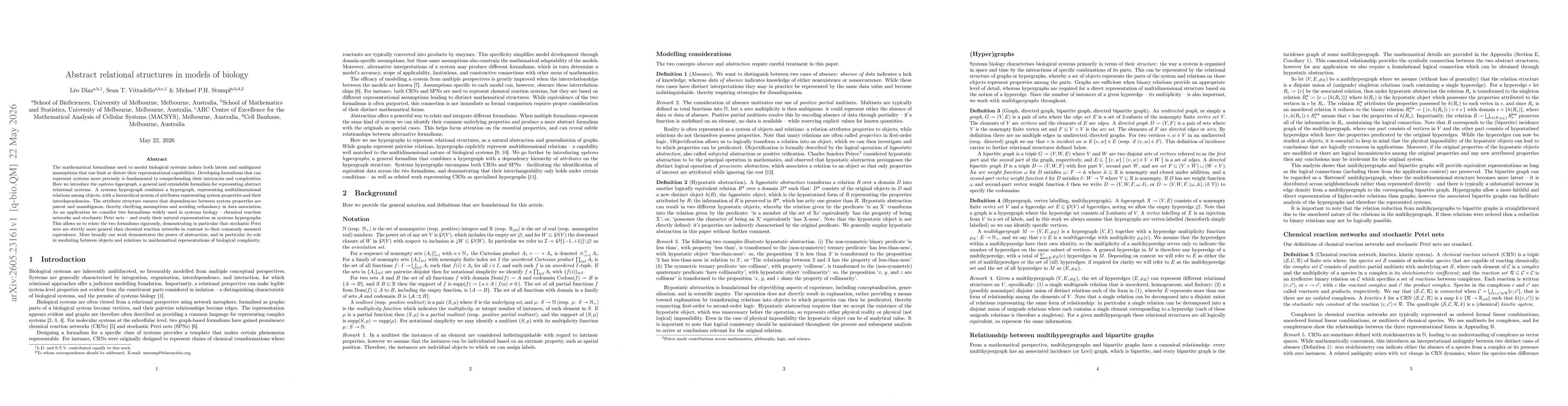 Thumbnail for Abstract relational structures in models of biology
