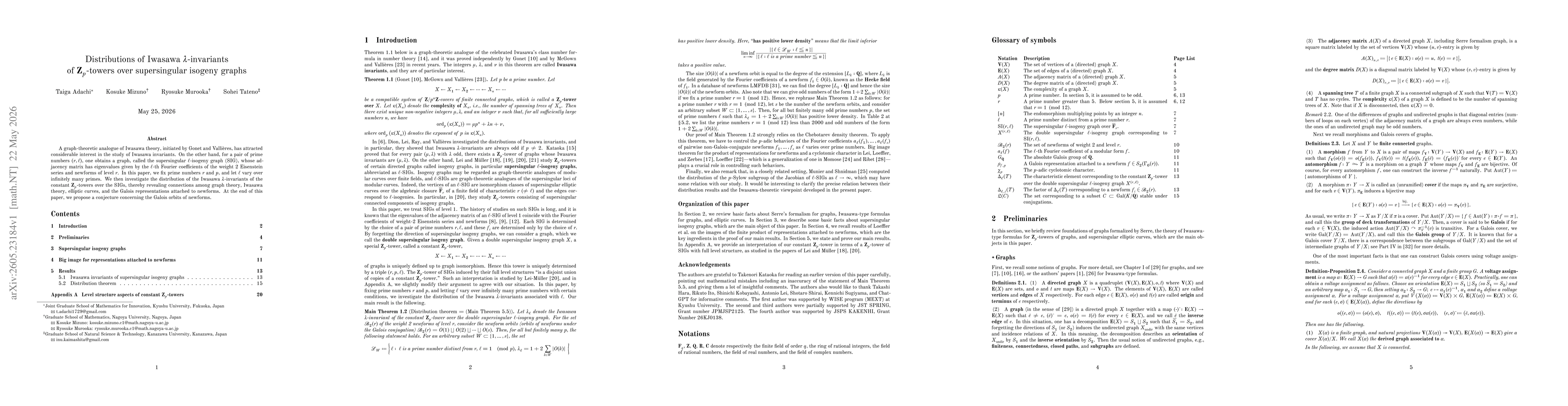 Thumbnail for Distributions of Iwasawa $λ$-invariants of $\mathbf{Z}_p$-towers over supersingular isogeny graphs