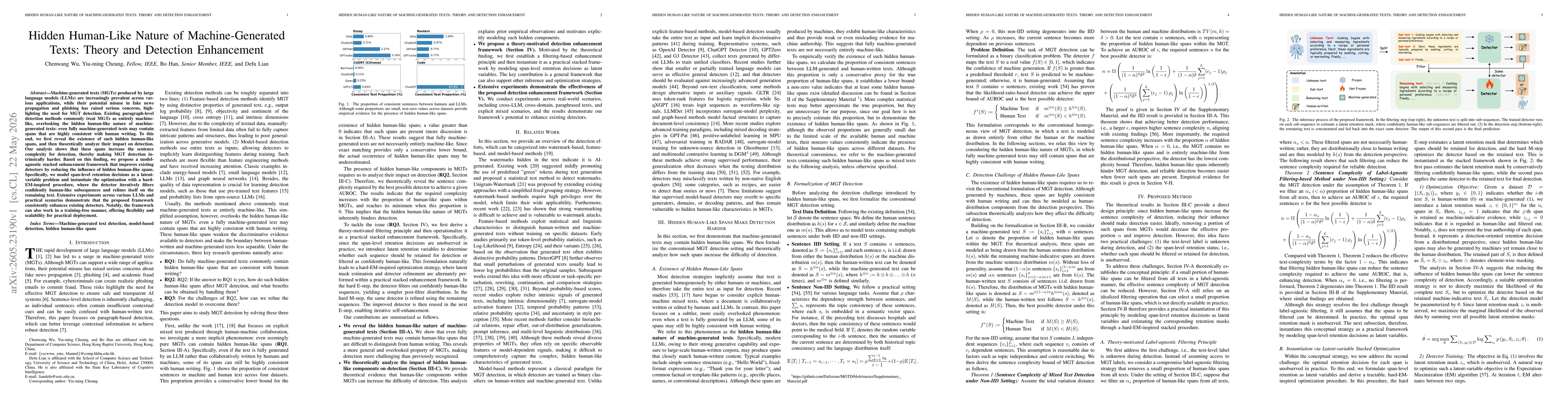Thumbnail for Hidden Human-Like Nature of Machine-Generated Texts: Theory and Detection Enhancement