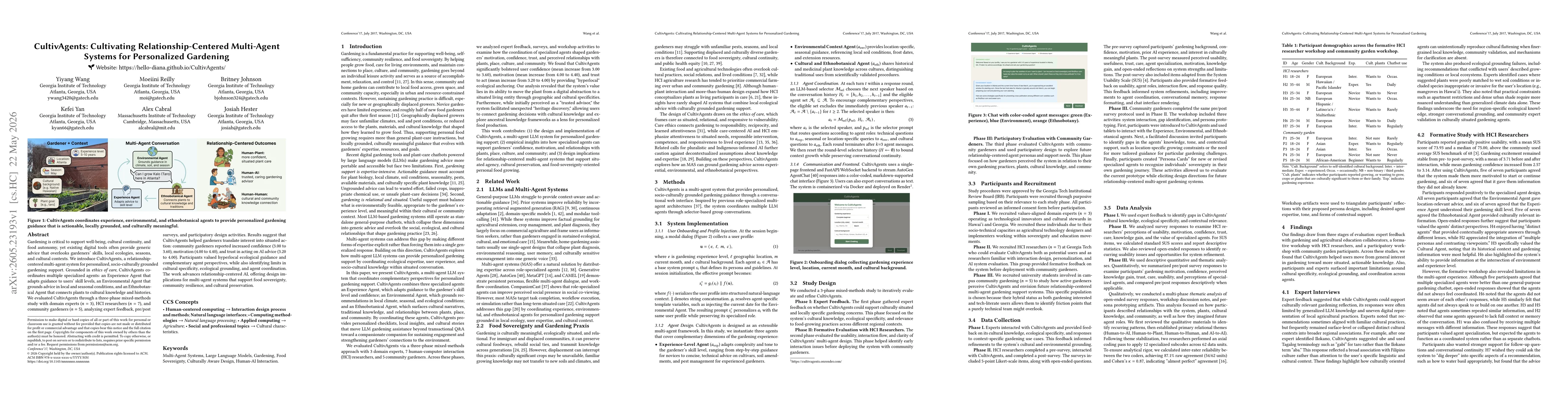 Thumbnail for CultivAgents: Cultivating Relationship-Centered Multi-Agent Systems for Personalized Gardening