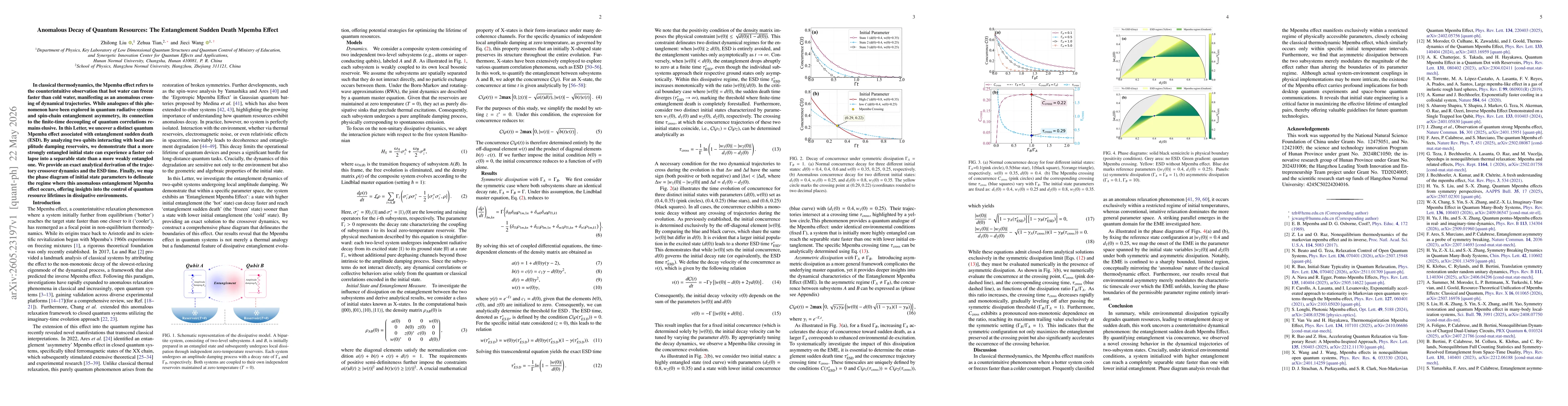 Thumbnail for Anomalous Decay of Quantum Resources: The Entanglement Sudden Death Mpemba Effect