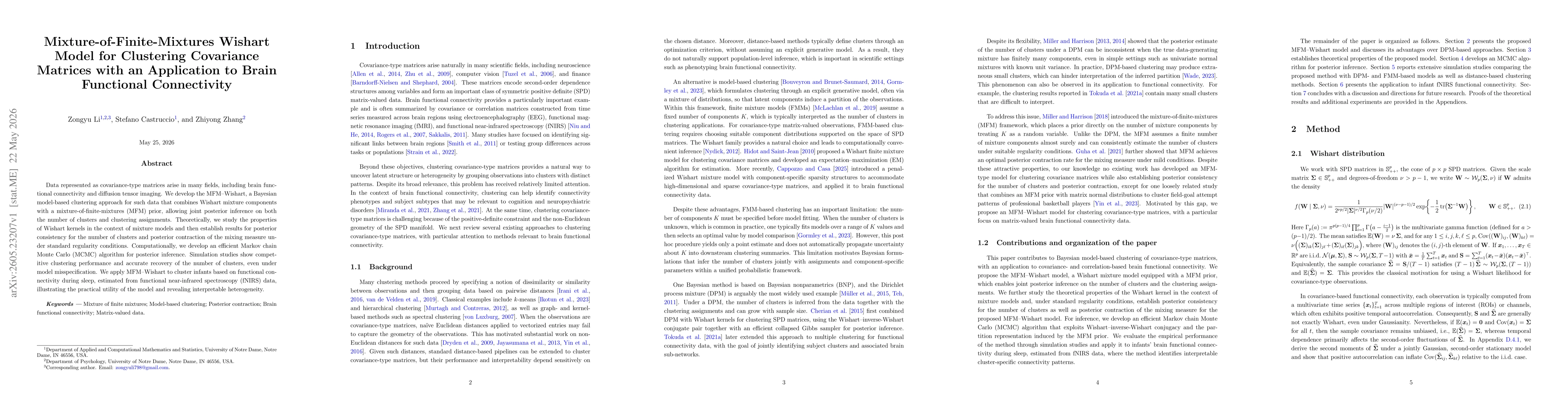 Thumbnail for Mixture-of-Finite-Mixtures Wishart Model for Clustering Covariance Matrices with an Application to Brain Functional Connectivity