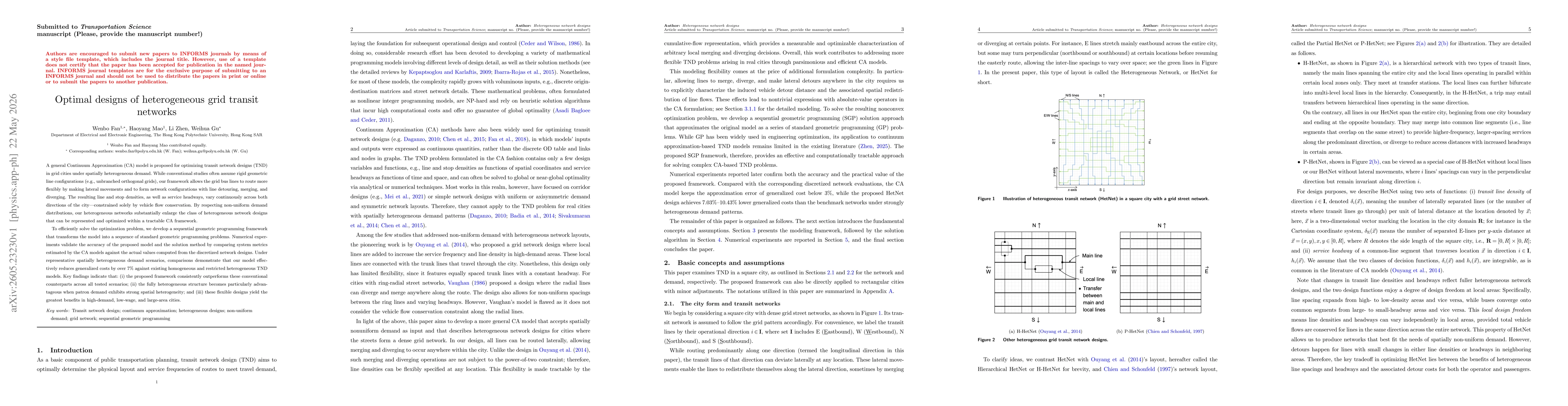 Thumbnail for Optimal designs of heterogeneous grid transit networks