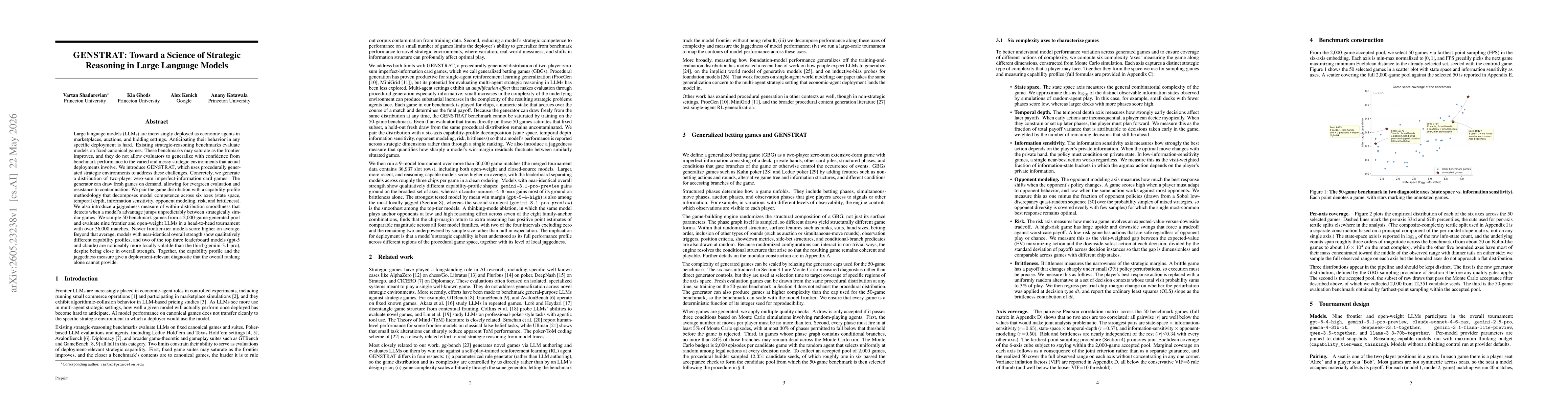 Thumbnail for GENSTRAT: Toward a Science of Strategic Reasoning in Large Language Models