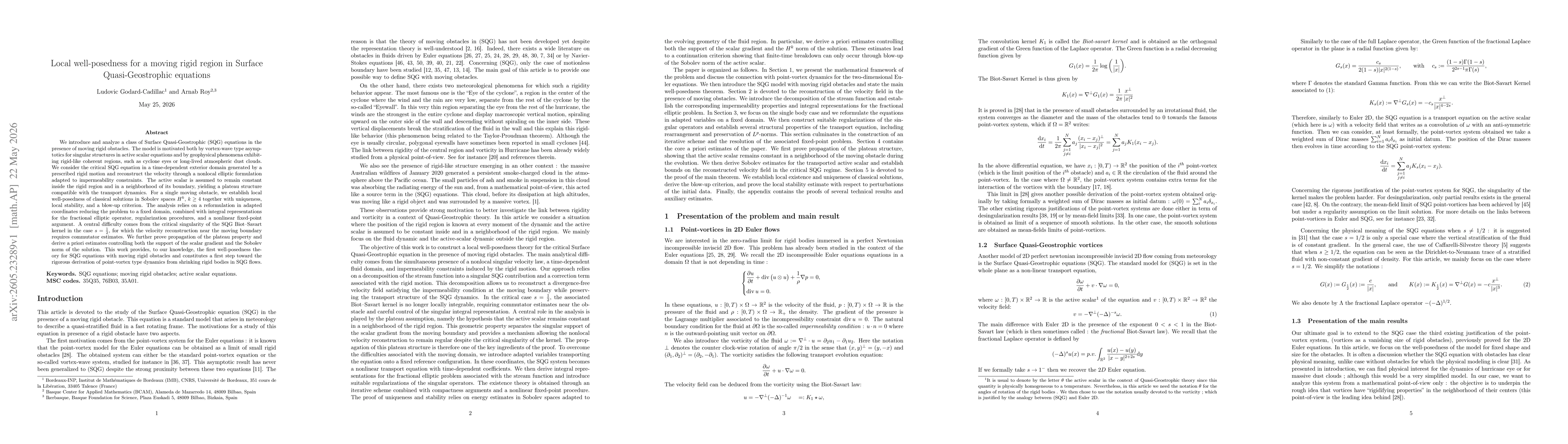 Thumbnail for Local well-posedness for a moving rigid region in Surface Quasi-Geostrophic equations