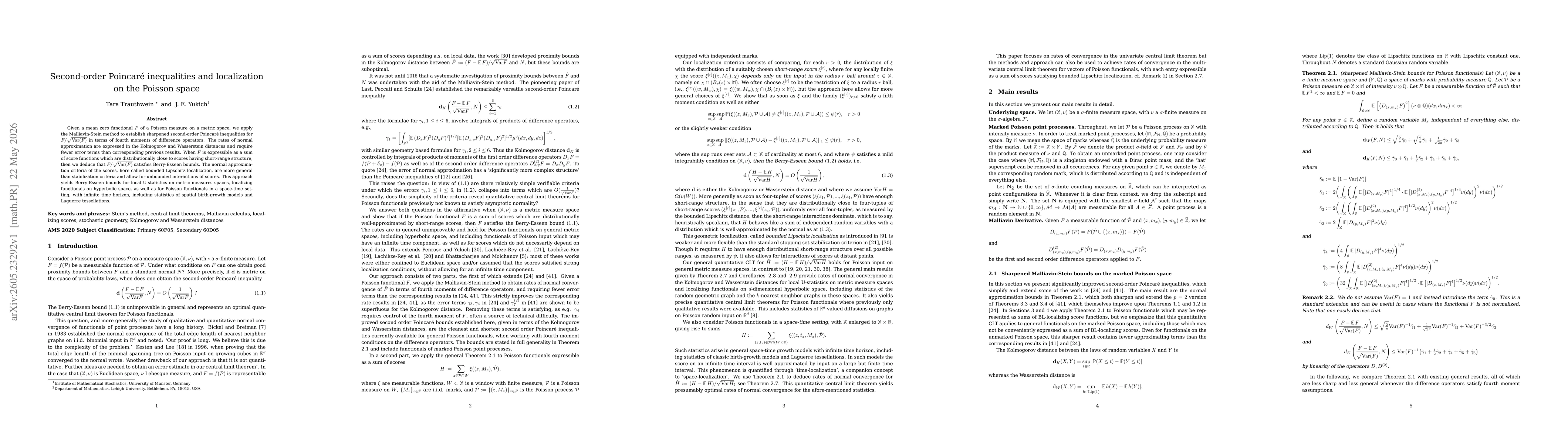 Thumbnail for Second-order Poincaré inequalities and localization on the Poisson space