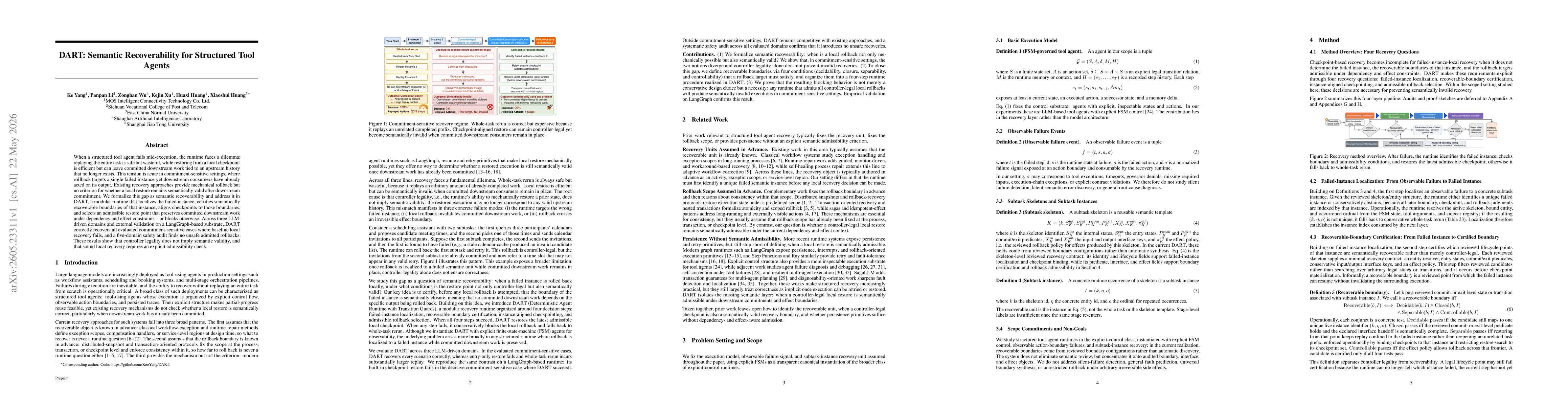 Thumbnail for DART: Semantic Recoverability for Structured Tool Agents