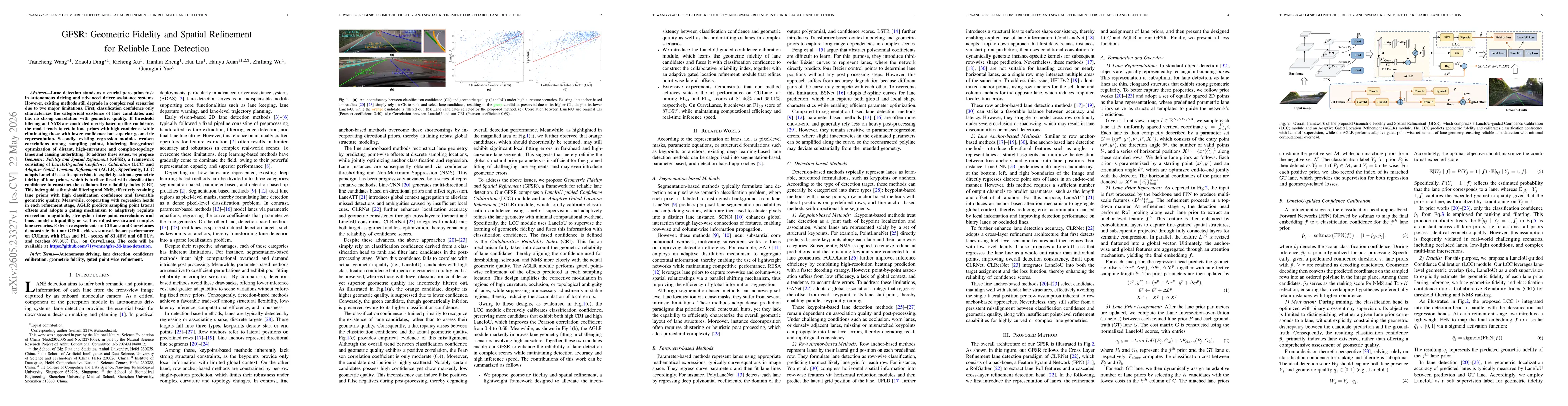 Thumbnail for GFSR: Geometric Fidelity and Spatial Refinement for Reliable Lane Detection