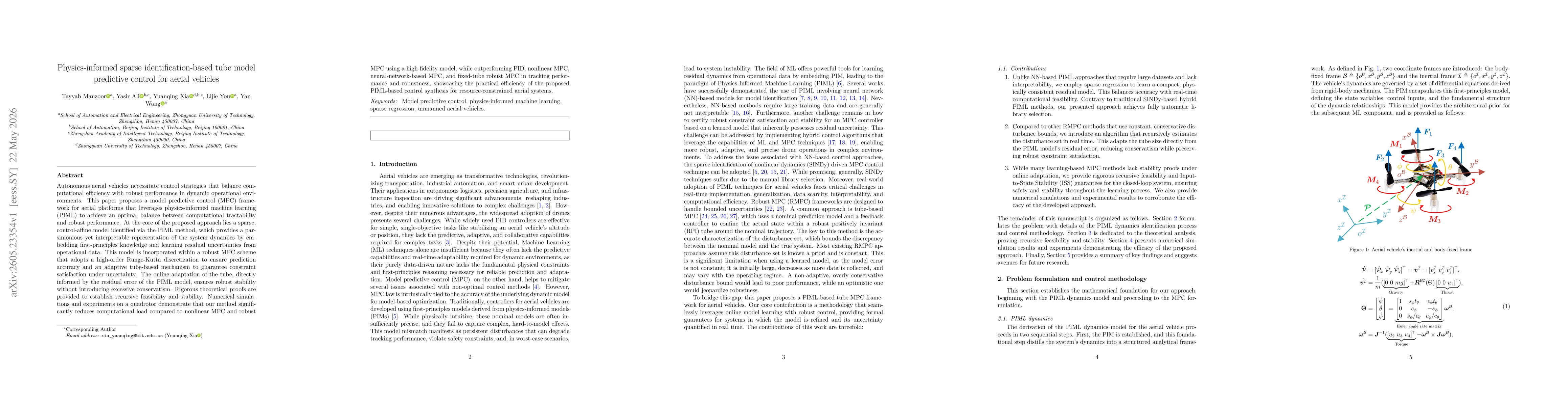 Thumbnail for Physics-informed sparse identification-based tube model predictive control for aerial vehicles