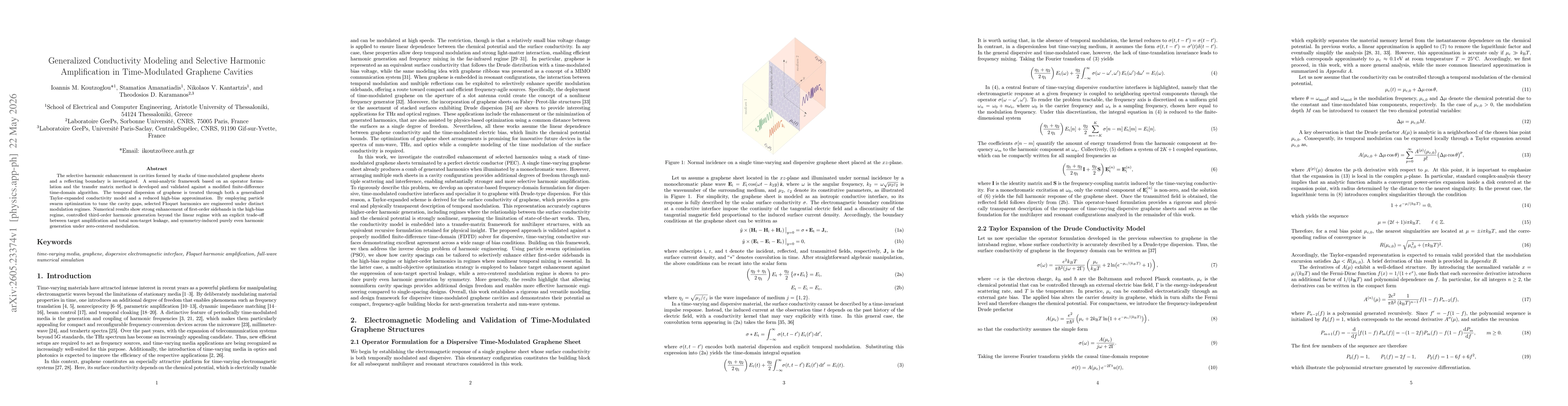 Thumbnail for Generalized Conductivity Modeling and Selective Harmonic Amplification in Time-Modulated Graphene Cavities
